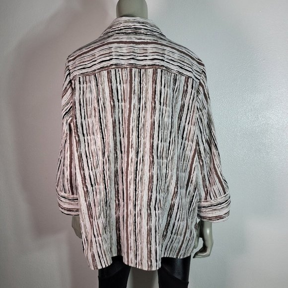 Maggie Barnes Shirt Plus Size 18/20W Roll Tab Sleeve Pockets Stretch Brown - Picture 3 of 6